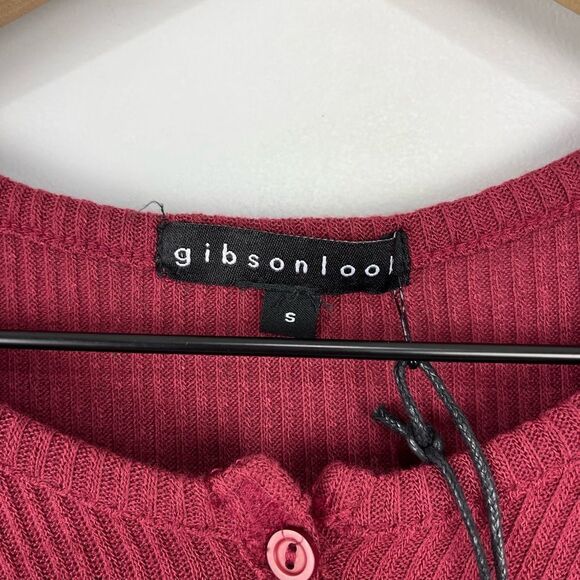 Gibsonlook Maroon Burgundy Waffle Knit Henley L/S Shirt S NWT - Picture 2 of 6